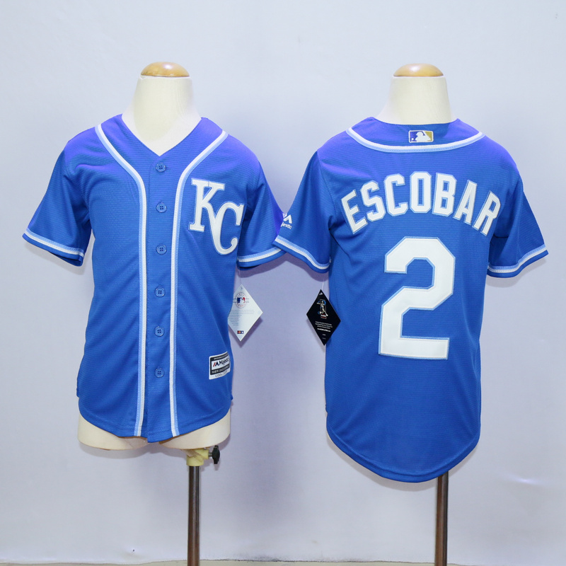 Youth Kansas City Royals #2 Eacobar Blue MLB Jerseys->youth mlb jersey->Youth Jersey